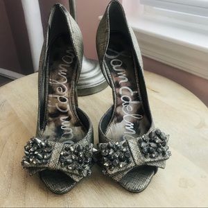 Sam Edelman gold/bronze pumps with bow detail